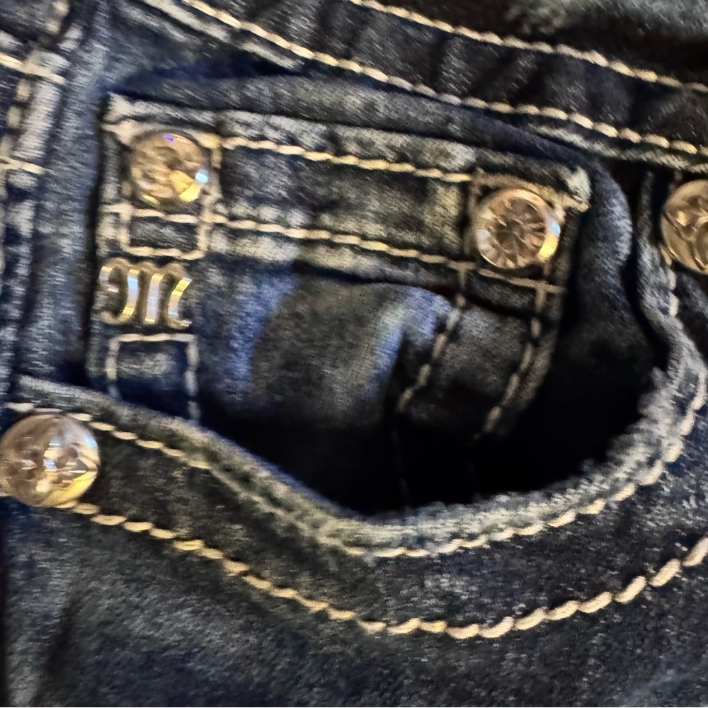 Miss Me Women's Blue Flared Jeans bootcut Sz 27 (size 4) concert festival biker - Picture 7 of 11